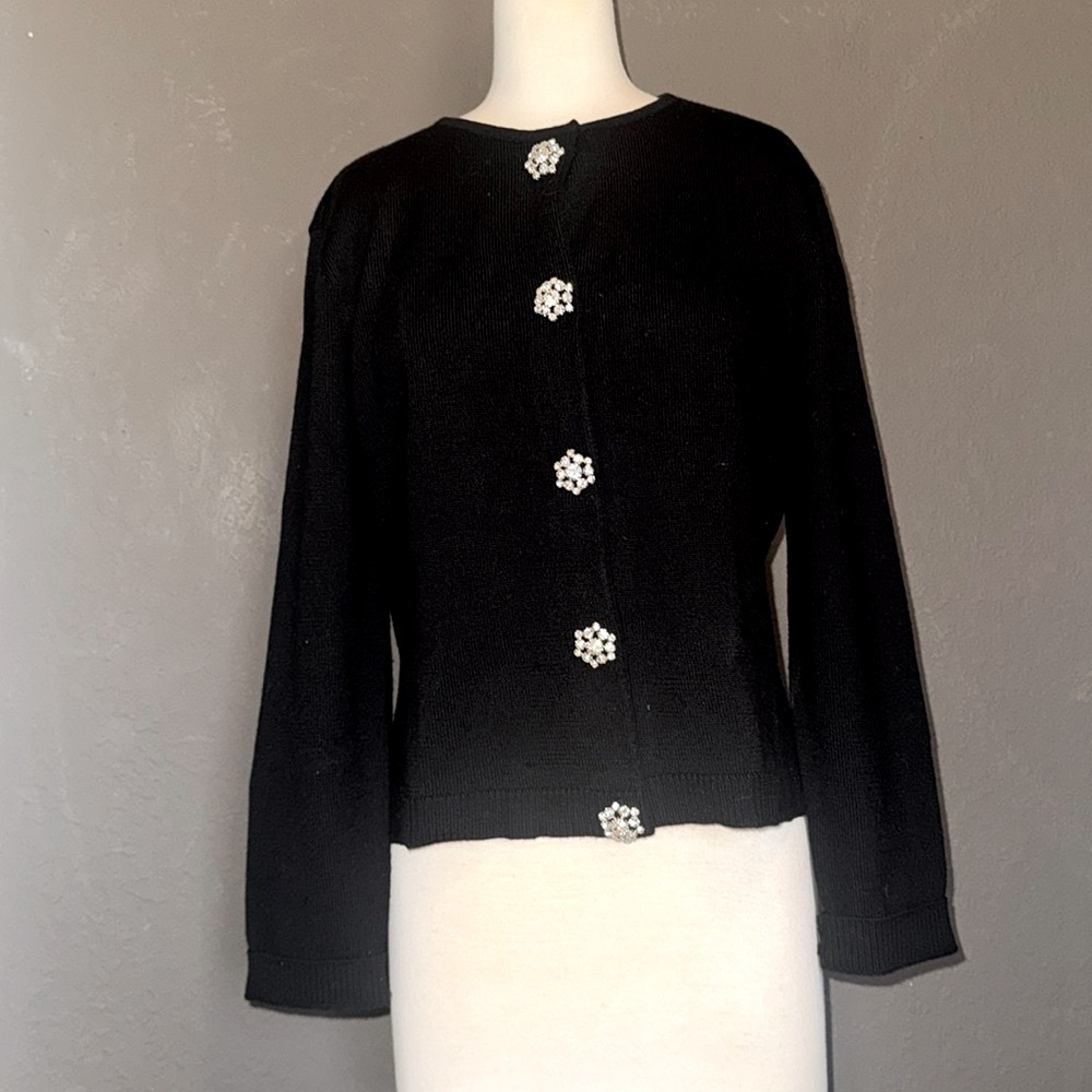 Stunning Talbots Petite Cardigan with Rhinestone buttons